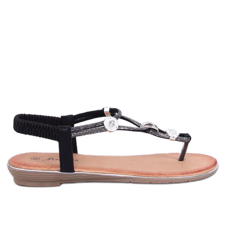 Sandálias decoradas com zircões Loties Black preto