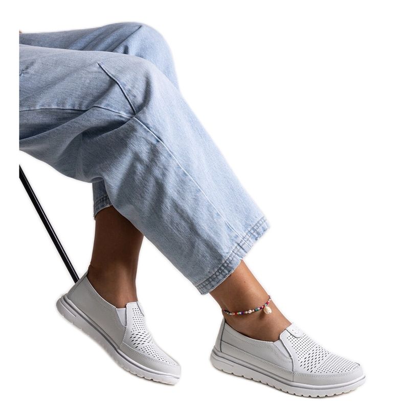 Sapatos de couro branco Vinceza