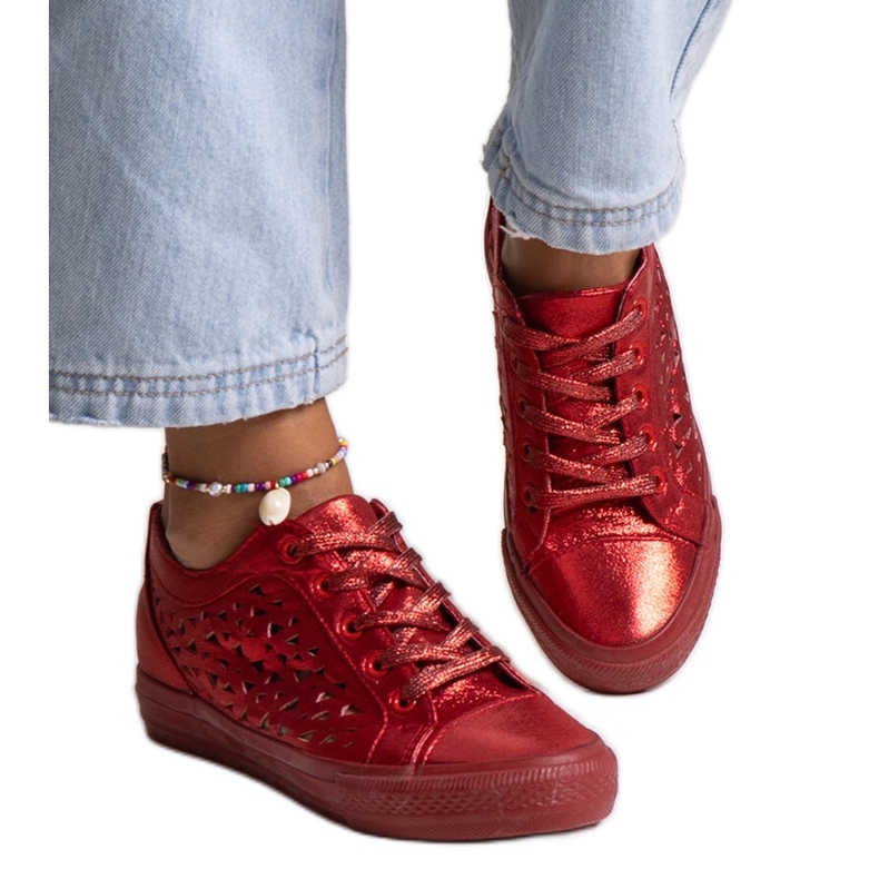 Bez marki Tênis Safune vermelho vazado