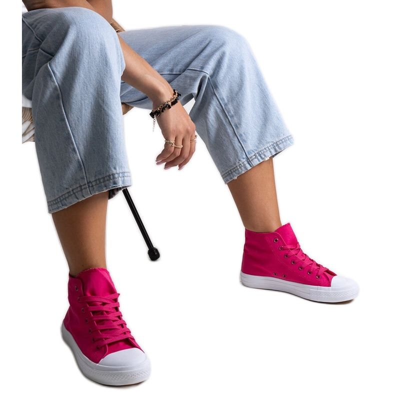 Bez marki Tênis de cano alto Ghanem rosa escuro