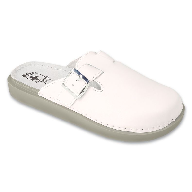 Chinelos femininos Dr.ORTO Befado com fundo de couro 179D002 branco