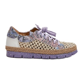Sapatos femininos de couro Maciejka 05897-05 roxo tolet