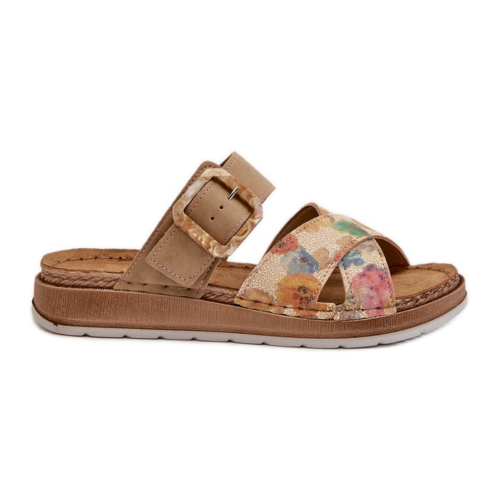 Chinelos femininos confortáveis com fivela de flor Inblu GS000051 marrom castanho Chinelos femininos confortáveis com fivela de flor Inblu GS000051 marrom castanho