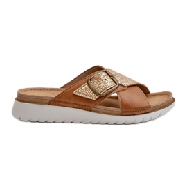 Chinelos femininos confortáveis ​​com fivela Inblu CN000032 Camel marrom