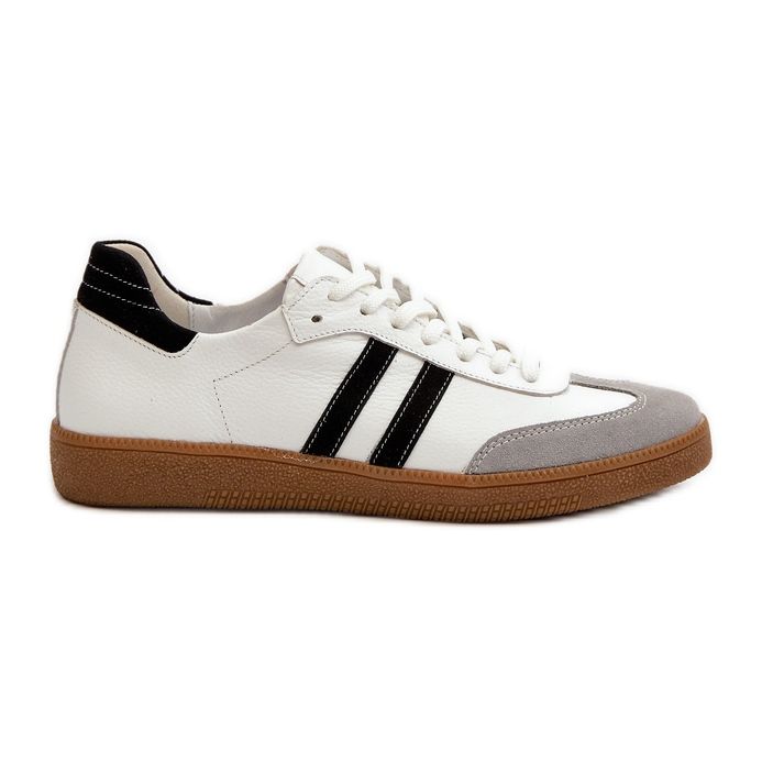 Zazoo N1068 Tênis feminino baixo de couro, branco