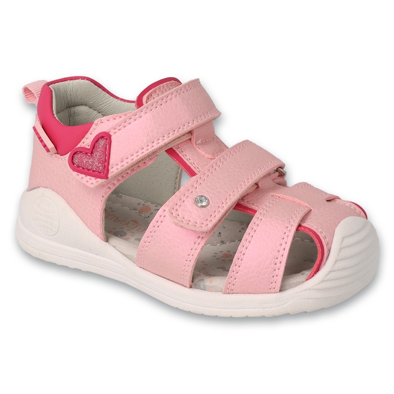 Sandálias infantis befado para velcro 170p082 inserir rosa