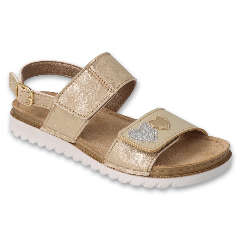 Sandals Befado Girls para Velcro Leather Insert 062Y002 Gold dourado
