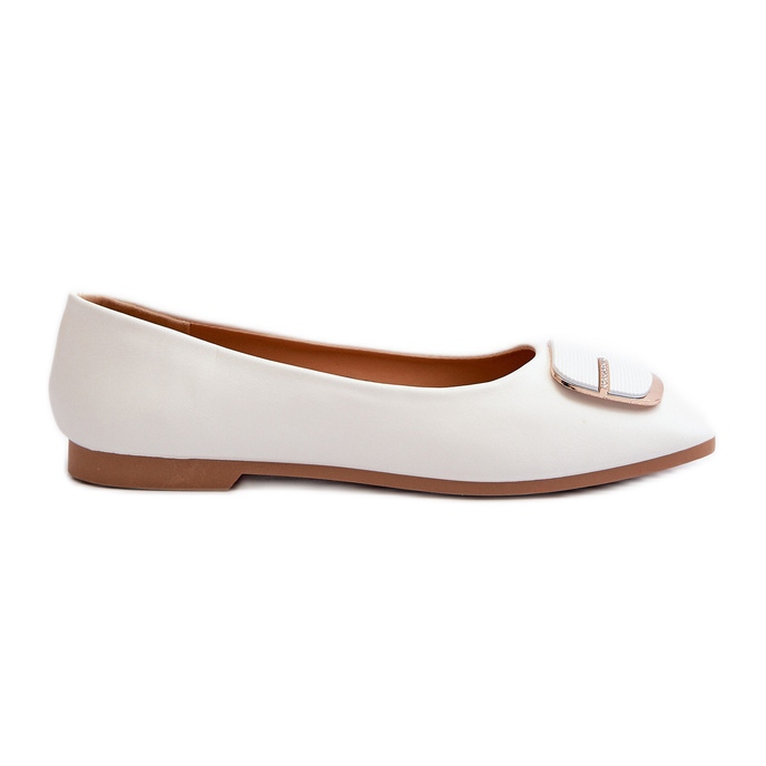 Bailarinas femininas de couro ecológico com decoração, Edoslli branca branco