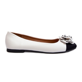 Bailarinas femininas de couro ecológico com detalhes decorativos, Divinella branca branco