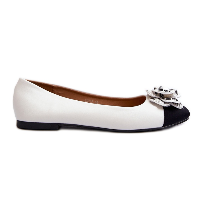 Bailarinas femininas de couro ecológico com detalhes decorativos, Divinella branca branco