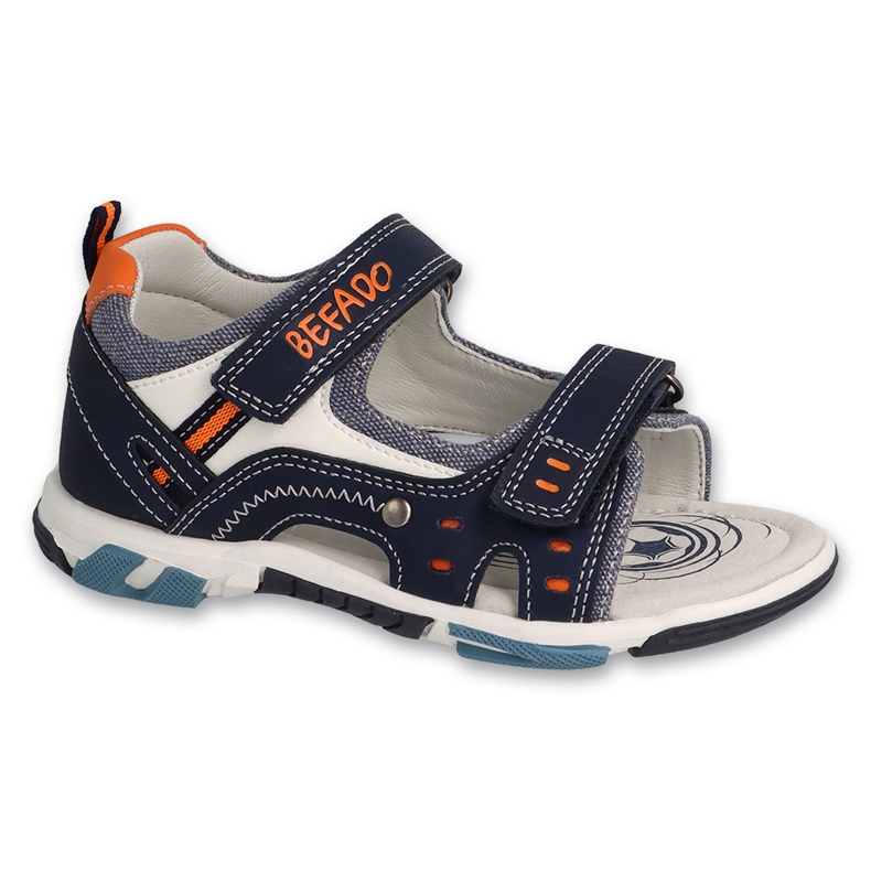 Sandálias de meninos Befado 170x103 Inserção de couro azul