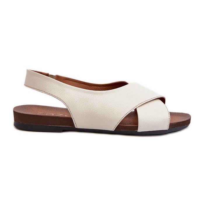 Sandálias femininas de couro Zazoo 40407, bege claro