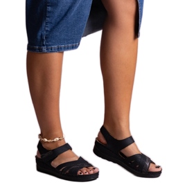 Sandálias pretas de cunha baixa Areja preto