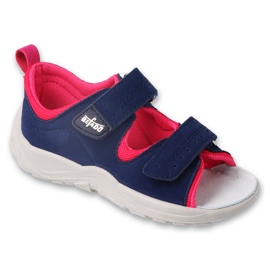 Sandálias infantis Befado com fecho de velcro, azul marinho/fúcsia 721P004 Sandálias infantis Befado com fecho de velcro, azul marinho/fúcsia 721P004