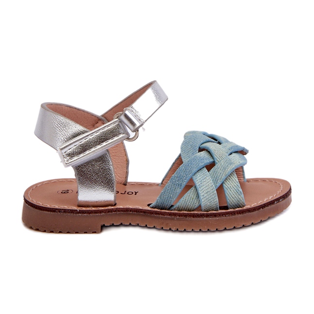 Sandálias infantis azuis com fecho de velcro e tiras entrelaçadas azul Sandálias infantis azuis com fecho de velcro e tiras entrelaçadas azul