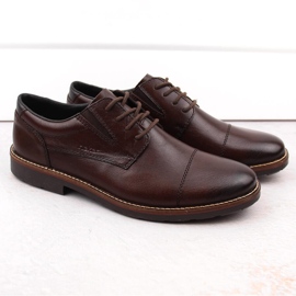 Sapatos masculinos confortáveis ​​de couro com elástico, marrom, Rieker 15320-25 castanho