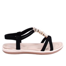 Haezz Sandálias pretas com zircões decorativos preto Haezz Sandálias pretas com zircões decorativos preto