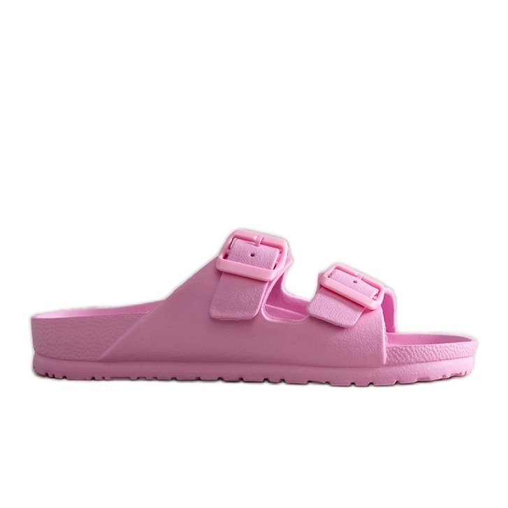 Chinelos de borracha rosa com fivelas Eugene