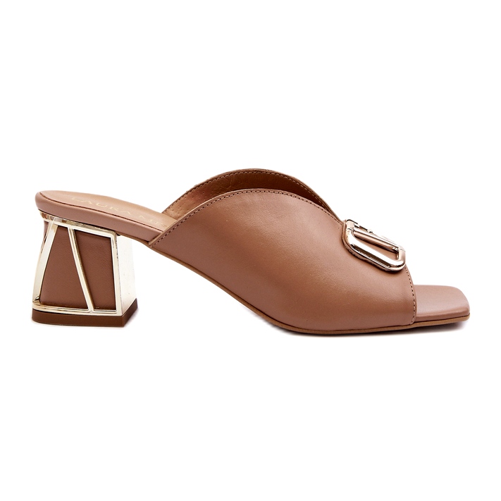 Chinelos femininos elegantes de salto alto Laura Messi 2771 bege