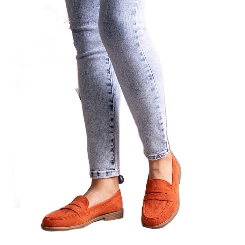 Mocassins de veludo Miralona laranja