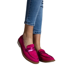 Mocassins de veludo rosa com detalhes brilhantes da Leonolena