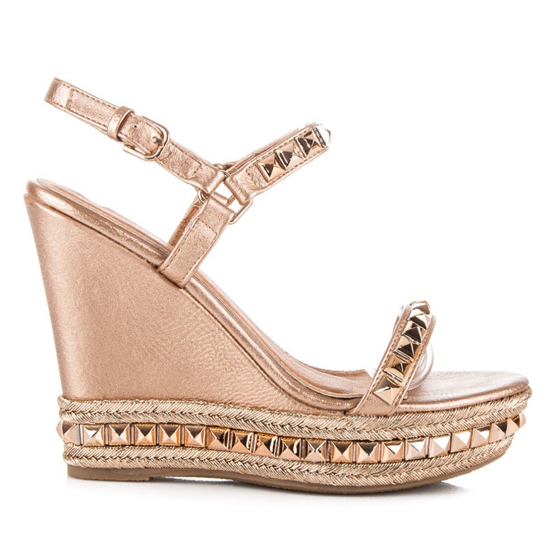 Comer Sandálias de cunha com jatos rosa