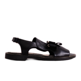 Sandálias pretas com laço e zircão KARINO preto