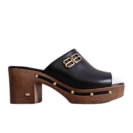 Mules de salto alto em couro KARINO preto