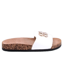 Chinelos de cortiça branca Ibanei com strass branco