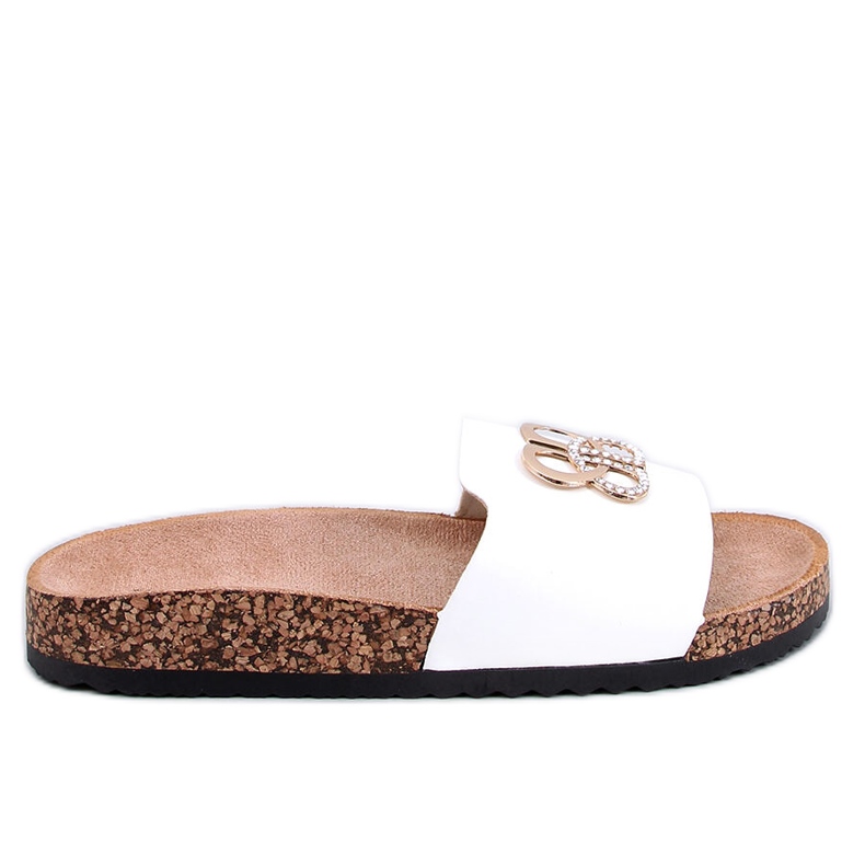 Chinelos de cortiça branca Ibanei com strass branco