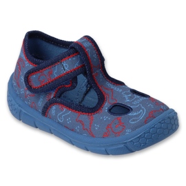 Chinelos infantis Befado com velcro, fundo elástico 630P016 azul