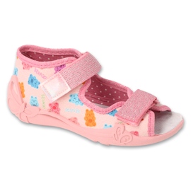 Chinelos infantis Befado com forro de couro 342P063 rosa