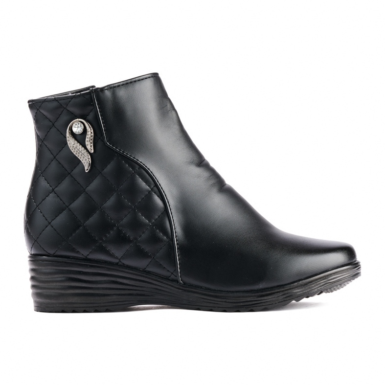 Botas pretas confortáveis ​​de cunha preto