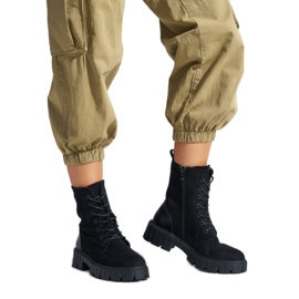 Botas de trabalho com cadarços para mulheres negras preto Botas de trabalho com cadarços para mulheres negras preto