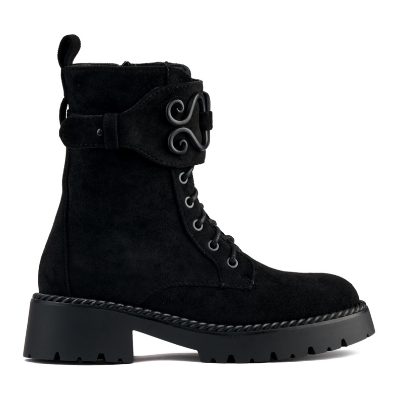 Botas femininas de camurça preta de trabalho preto