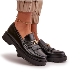 PH2 Mocassins femininos de couro ecológico com decoração dourada, Zanita preto PH2 Mocassins femininos de couro ecológico com decoração dourada, Zanita preto