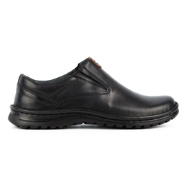 Kampol Sapatos slip-on de homem em pele 12KAM preto