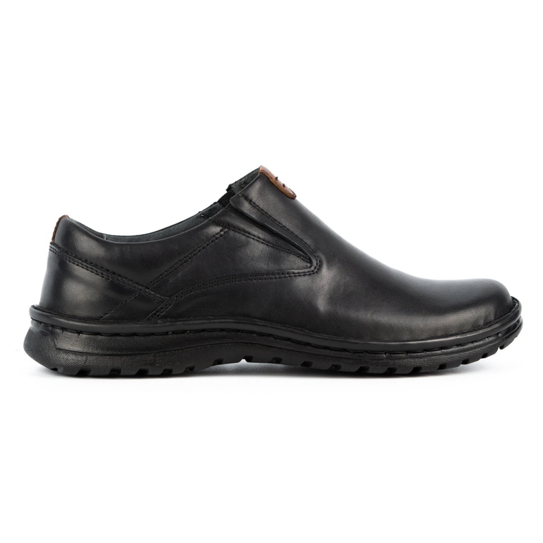 Kampol Sapatos slip-on de homem em pele 12KAM preto