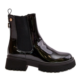 Botins envernizados com zíper, Groesta preto isolado