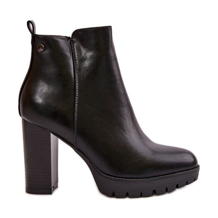 Botas femininas isoladas de salto alto, fechadas com zíper, pretas Bioria preto