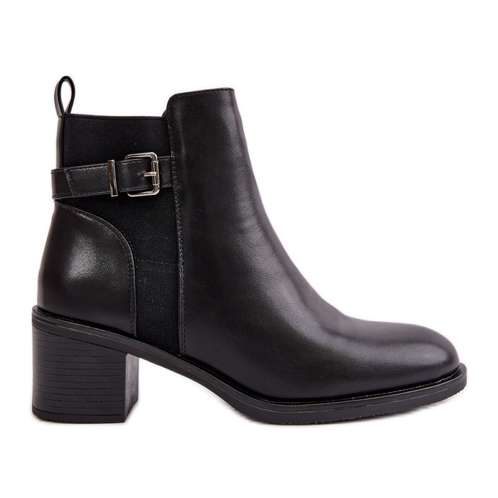 Botas femininas isoladas de salto alto com fivela pretas Nevillira preto