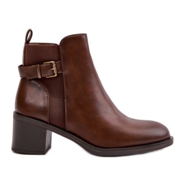 Botas femininas com isolamento de salto alto e fivela, marrom Nevillira marrom