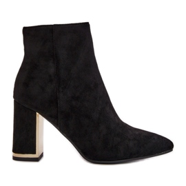 Botins femininos de salto alto, fechados com zíper, isolados, camurça ecológica, preto Mevair