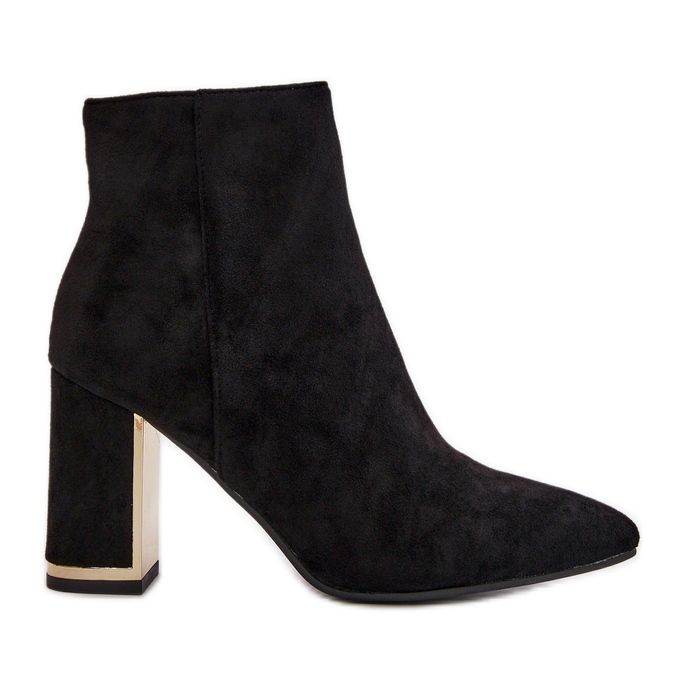 Botins femininos de salto alto, fechados com zíper, isolados, camurça ecológica, preto Mevair