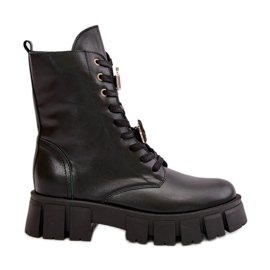 Botas femininas de couro com alfinetes CheBello 4247 pretas preto Botas femininas de couro com alfinetes CheBello 4247 pretas preto
