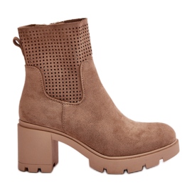 Jezzi Botas femininas de salto alto com zíper, camurça ecológica bege Rashmi Jezzi Botas femininas de salto alto com zíper, camurça ecológica bege Rashmi