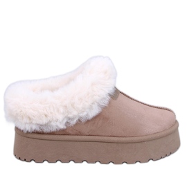 Botas curtas de neve Yogi Khaki com pele bege Botas curtas de neve Yogi Khaki com pele bege