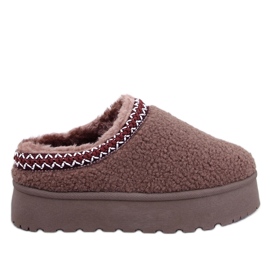 Botas curtas de neve com Lamb Khaki marrom