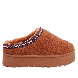 Botas curtas de neve com Lamb Camel castanho
