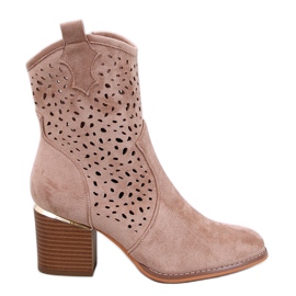 Botas de cowboy de camurça com orifícios Antares Khaki bege